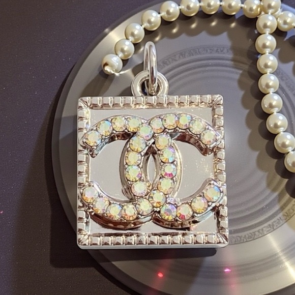 CHANEL Authentic Silver and Iridescent Accents Necklace Charm Pendant - Picture 3 of 13